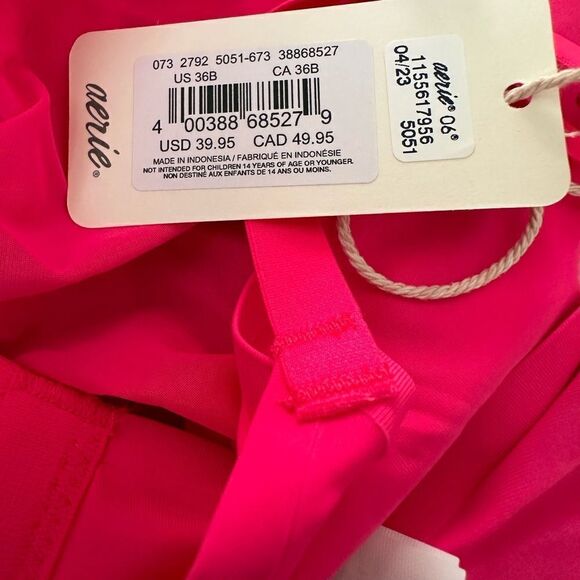 NWT Aerie 36B Smoothez Mesh Unlined Sheer Sexy Balconette Hot Pink Bra - Picture 7 of 8